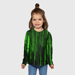 Лонгслив детский Двоичный код зеленый, цвет: 3D-принт — фото 2