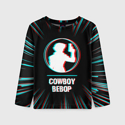 Лонгслив детский Символ Cowboy Bebop в стиле glitch на темном фоне, цвет: 3D-принт