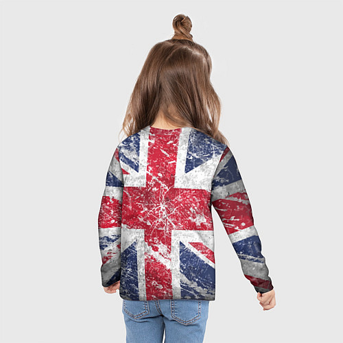 Детский лонгслив The Beatles - лого на фоне флага Великобритании / 3D-принт – фото 6