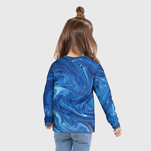 Детский лонгслив Волновые разводы на поверхности воды / 3D-принт – фото 6