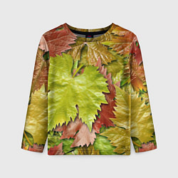 Лонгслив детский Осенние листья клёна - паттерн, цвет: 3D-принт