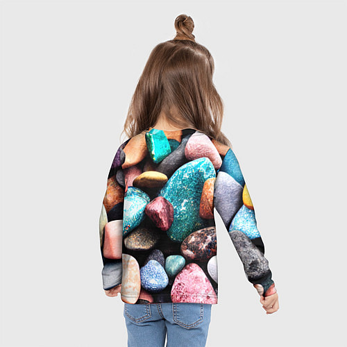 Детский лонгслив Камни разноцветные / 3D-принт – фото 6
