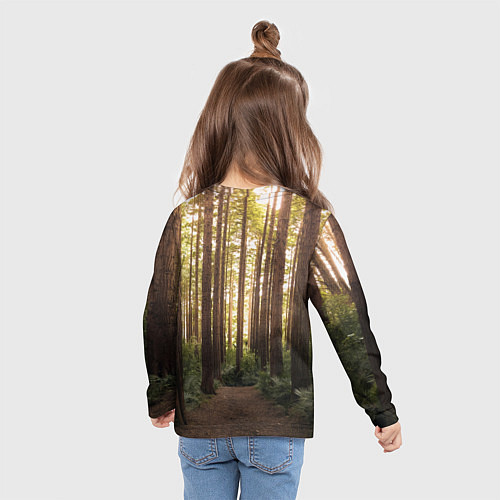 Детский лонгслив Дневной лес, деревья и свет / 3D-принт – фото 6