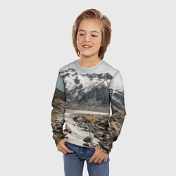 Лонгслив детский Горы и река с камнями, цвет: 3D-принт — фото 2