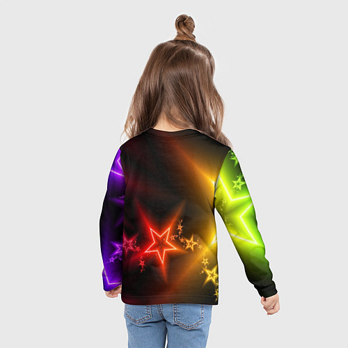 Детский лонгслив Звёзды с неоновым свечением / 3D-принт – фото 6