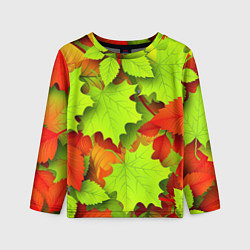 Лонгслив детский Зелёные осенние листья, цвет: 3D-принт