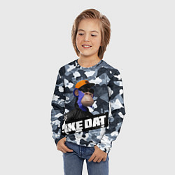 Лонгслив детский Камуфляж обезьяна в чёрной куртке и очках like dat, цвет: 3D-принт — фото 2