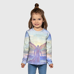 Лонгслив детский Архангел в облаках акварель, цвет: 3D-принт — фото 2