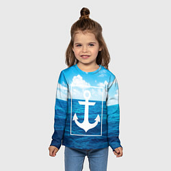 Лонгслив детский Anchor - marine theme, цвет: 3D-принт — фото 2