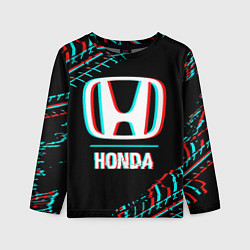 Лонгслив детский Значок Honda в стиле glitch на темном фоне, цвет: 3D-принт