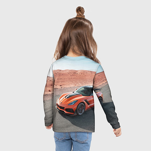 Детский лонгслив Chevrolet Corvette - Motorsport - Desert / 3D-принт – фото 6