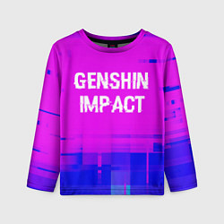 Лонгслив детский Genshin Impact glitch text effect: символ сверху, цвет: 3D-принт