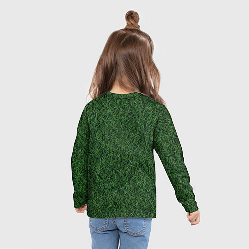 Детский лонгслив Зеленая камуфляжная трава / 3D-принт – фото 6