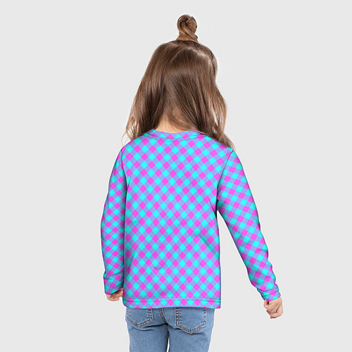 Детский лонгслив Фиолетовые и голубые квадратики / 3D-принт – фото 6