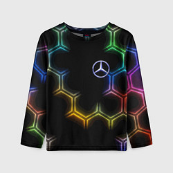 Лонгслив детский Mercedes - neon pattern, цвет: 3D-принт