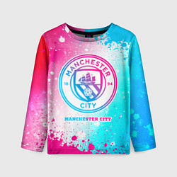 Лонгслив детский Manchester City neon gradient style, цвет: 3D-принт
