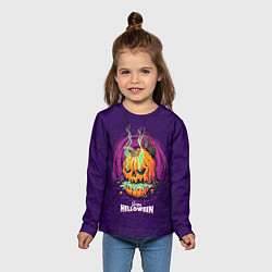 Лонгслив детский Злобная тыква Хэллоуин, цвет: 3D-принт — фото 2