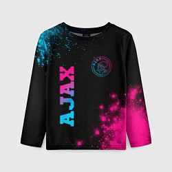 Лонгслив детский Ajax - neon gradient: надпись, символ, цвет: 3D-принт