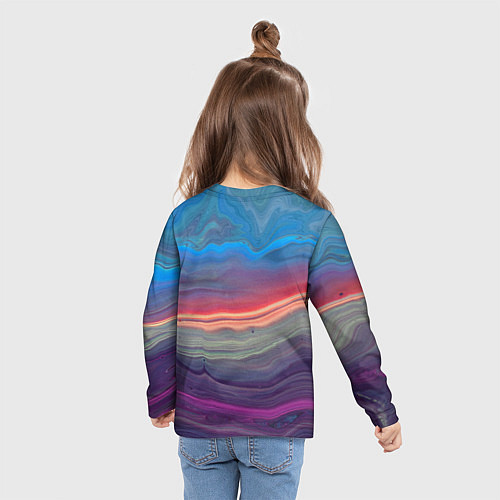 Детский лонгслив Цветной переливающийся абстрактный песок / 3D-принт – фото 6