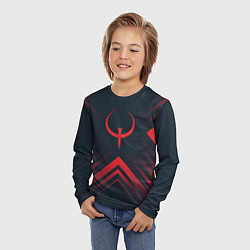 Лонгслив детский Красный символ Quake на темном фоне со стрелками, цвет: 3D-принт — фото 2