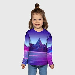 Лонгслив детский Neon mountains - Vaporwave, цвет: 3D-принт — фото 2