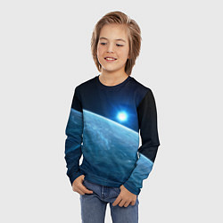 Лонгслив детский Яркая звезда над горизонтом - космос, цвет: 3D-принт — фото 2
