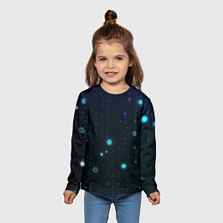 Лонгслив детский Неоновый дождик из снежинок, цвет: 3D-принт — фото 2