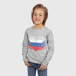 Лонгслив детский Россия сердце, цвет: 3D-принт — фото 2