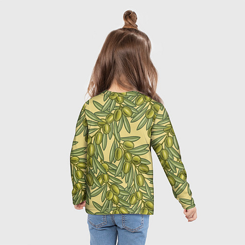 Детский лонгслив Винтажные ветви оливок / 3D-принт – фото 6