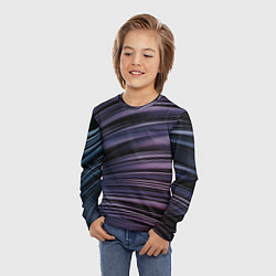 Лонгслив детский Волнообразные фиолетовые паттерны, цвет: 3D-принт — фото 2