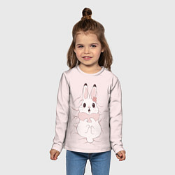 Лонгслив детский Милый кролик на розовом, цвет: 3D-принт — фото 2