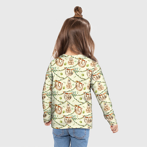 Детский лонгслив Ленивцы висят на лианах / 3D-принт – фото 6