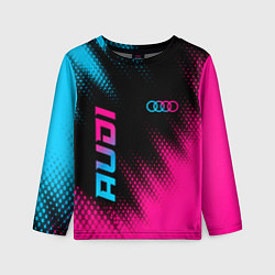 Детский лонгслив Audi - neon gradient: надпись, символ