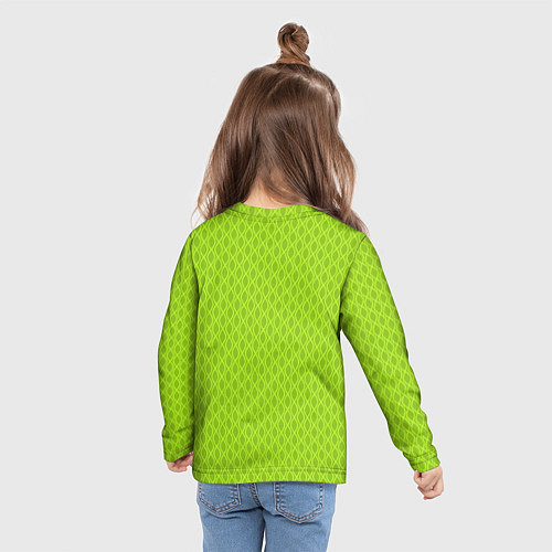 Детский лонгслив Милый зайка на зеленом фоне / 3D-принт – фото 6