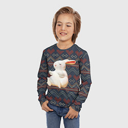 Лонгслив детский Большой белый кролик, цвет: 3D-принт — фото 2