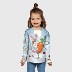 Лонгслив детский Зайчик с большой морковкой, цвет: 3D-принт — фото 2