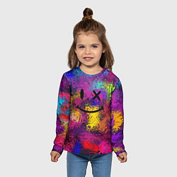 Лонгслив детский Смайлик с брызгами краски, цвет: 3D-принт — фото 2