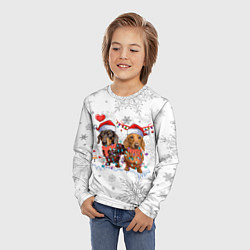 Лонгслив детский Новогодние таксы, цвет: 3D-принт — фото 2