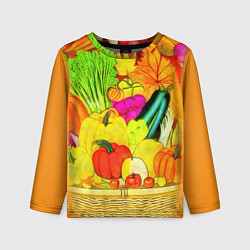 Лонгслив детский Плетеная корзина, полная фруктов и овощей, цвет: 3D-принт