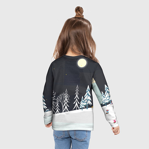 Детский лонгслив Зайчик с сердечком в ночном лесу / 3D-принт – фото 6