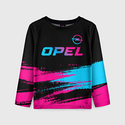 Лонгслив детский Opel - neon gradient: символ сверху, цвет: 3D-принт