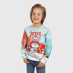 Лонгслив детский Зайка Новый год, цвет: 3D-принт — фото 2