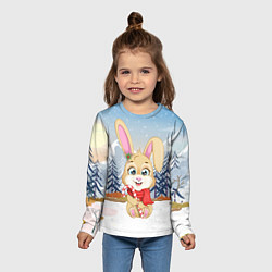 Лонгслив детский Зайка с леденцом Новый год, цвет: 3D-принт — фото 2