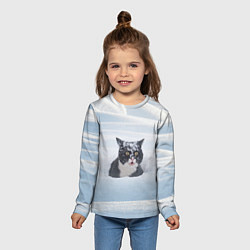 Лонгслив детский Кот встречает свой Новый Год, цвет: 3D-принт — фото 2