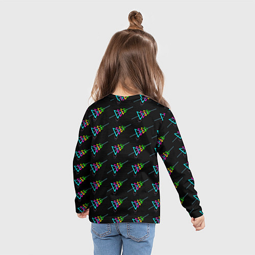Детский лонгслив Colored triangles / 3D-принт – фото 6