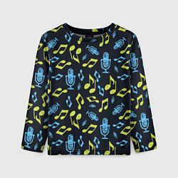 Детский лонгслив Микрофон и ноты