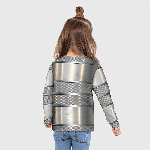 Детский лонгслив Металлические полосы - текстура алюминия / 3D-принт – фото 6