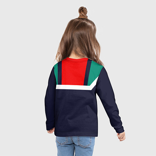 Детский лонгслив FIRM синий с зелеными плечами / 3D-принт – фото 6