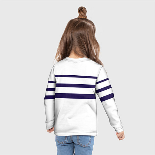 Детский лонгслив FIRM белая с синими полосами / 3D-принт – фото 6