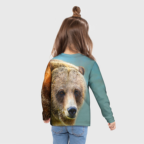 Детский лонгслив Русский бурый медведь / 3D-принт – фото 6